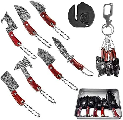  Tiny Knife Chef Keychain With Sheath For Package Opener Box Cutter Letter Opener-8pcs