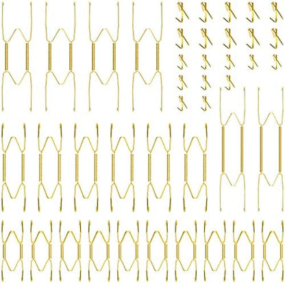  20 Pieces 20 Pieces Plate Hangers 4/5, 6, 8, 10 Inches Invisible Wall Plate Hangers Stainless Decorative Wire Plate Hangers With 20 Pieces Hangers Hook With Nails For Antique Plates And Art (Gold)