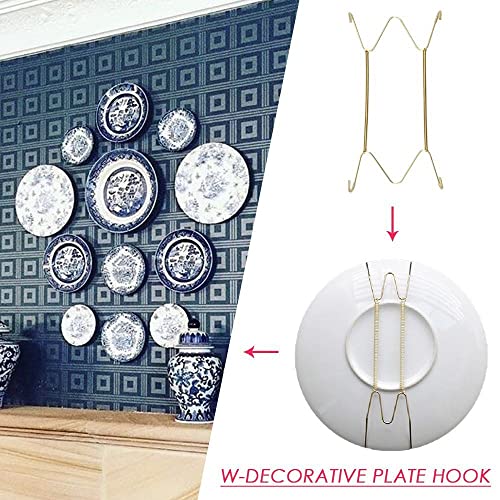  Wall Dish Spring Holder Dismountable Securing Clip Fixed Home Decor Wall Display Golden Dish Decoration Crafts 6/7/8/10/12/14/16 Inch(10 Inch)