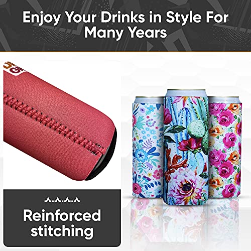  Axendale Tall Can Sleeve For Slim Can And Tall Beer Cans - Set Of 6 12oz Skinny Insulated Cooler Sleeves To Keep Drinks Cold - Compatible With Truly, Michelob Ultra, Seltzers, Redbull (Color Glitter)