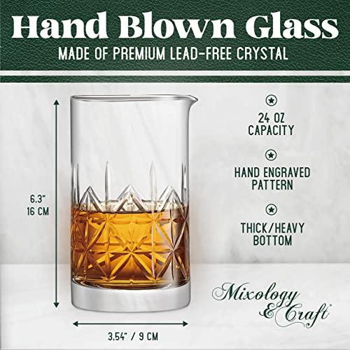  Cktail Set - 7-Piece Bartender Kit - Mixing Glass Set Includes Crystal Stirring Glass (24oz), Japanese Jigger, Spoon, Muddler And Strainer - Bar Accessories And Tools