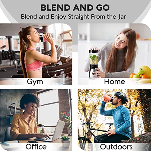  Ultra Bullet Personal Blender For Shakes And Smoothies With 15 Oz Travel Cup And Lid, Juices, Baby Food, Heavy-Duty Portable Blender & Food Processor, Black