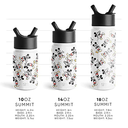  Disney Mickey Mouse Toddler Water Bottle With Straw Lid | Reusable Insulated Stainless Steel Kids Cup | Summit Collection | 10oz, Mickey & Friends