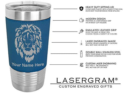  20oz Vacuum Insulated Tumbler Mug, Electrician, Personalized Engraving Included (Faux Leather, Blue)