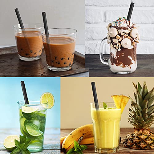  400 Pcs Black Boba Straws Jumbo Smoothie Straws,Individually Wrapped Disposable Plastic Large Wide-mouthed Milkshake Drinking Straws(0.43" Wide X 9.45" Long)