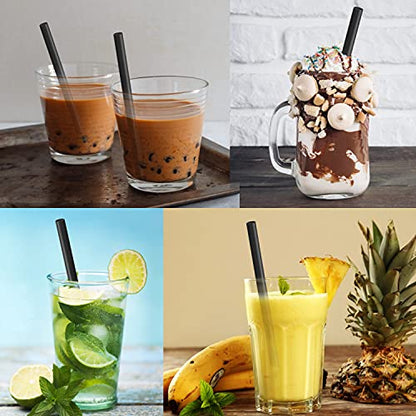  400 Pcs Black Boba Straws Jumbo Smoothie Straws,Individually Wrapped Disposable Plastic Large Wide-mouthed Milkshake Drinking Straws(0.43" Wide X 9.45" Long)