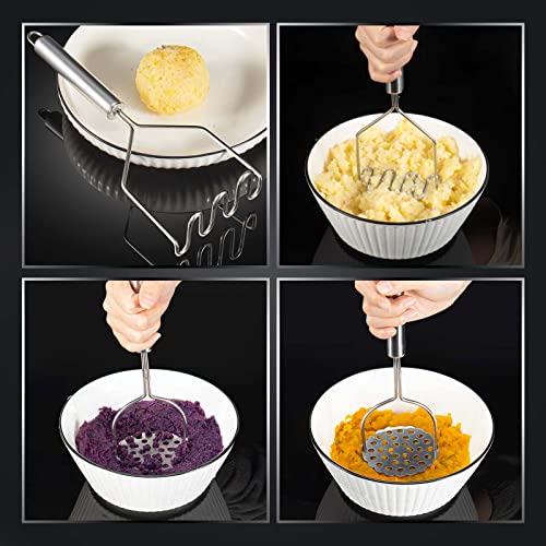  2 Pcs Potato Masher, Heavy Duty Stainless Steel Integrated Masher Kitchen Tool Wire Masher For Potatoes, Avocados, Beans, Or Fruit & Vegetables