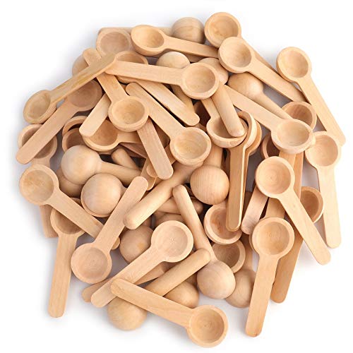  60PCS Mini Wooden Spoons Small Bath Salt Spoon Candy Spoon Baby Spoon For Spice Jars Seasoning Honey Coffee