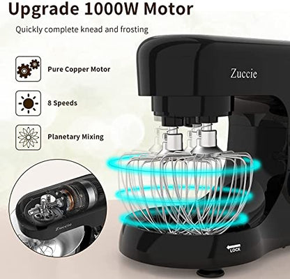  Stand Mixer, Zuccie 4.5L Mixers Kitchen Electric Stand Mixer, 380W Motor Power Food Mixer, 8+P-Speed Dough Mixer With Dough Hook, Wire Whip & Beater, Black
