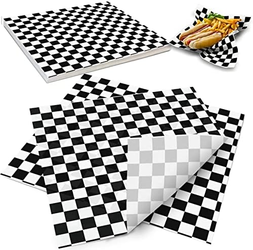  Deli Paper Sheets Sandwich Wrap Paper - 12x12" Food Wrapping Grease Resistant Checkered Liner Papers, Perfect For Restaurants, Barbecues, Picnics, Parties, Kids Meals, Outdoors - 250 Sheets