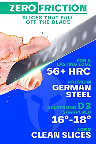  Slicing & Carving Knife - 12 Inch - Gladiator Series Elite - Granton Edge - Forged High-Carbon German Steel Kitchen Knife - G10 Handle - Razor Sharp - W/Sheath - NSF Certified