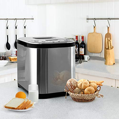  COSTWAY 2 LB Bread Maker Automatic Programmable Multifunctional Bread Machine With 15 Programs, 3 Loaf Sizes, 3 Crust Colors, 15 Hours Delay Timer, 1 Hour Keep Warm (15 Programs 710W)