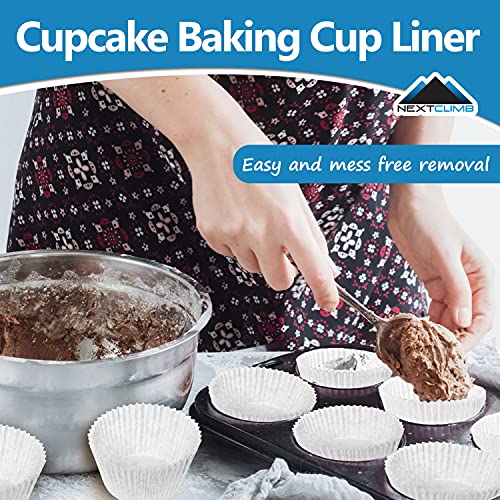  Upcake Liners For Baking - JUMBO Muffin Liners - Extra LARGE Size Giant Baking Cups - THICK White Parchment Natural Wax Paper Baking Cups - Top Bulk Greaseproof Cupcake Wrappers Pan Liners