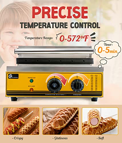  Commercial/Home Electric Corn Hot Dog Machine Non-stick French Muffin Waffle Irons 6Pcs Waffle Stick Maker Stainless Steel Temperature Range 50-300 ℃ Timer 0-5 Min 1550W 110V