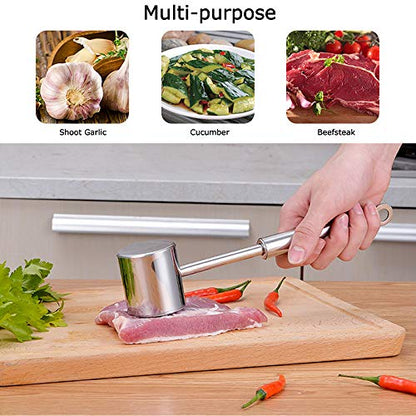  Meat TenderizerTool, Heavy Duty Meat Mallet Hammer Tool And Handheld Meat Tenderizer Needle Tool, 304 Stainless Steel Meat Pounder For Tenderizing For Steak, Chicken, Fish, Pork, Beef, Veal