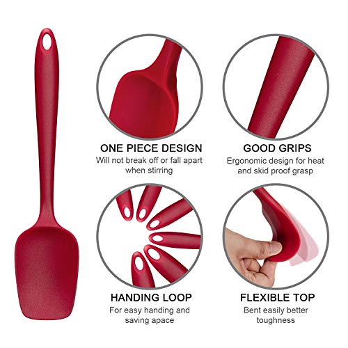  Omefavor 3-piece Silicone Spatula Set Heat-Resistance Baking Rubber Spatulas BPA Free Red