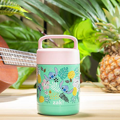  Kids' Vacuum Insulated Stainless Steel Food Jar With Carry Handle, Thermal Container For Travel Meals And Lunch On The Go, 12 Oz, Lilo And Stitch