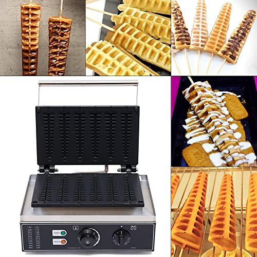  Commercial Electric Stick Waffle Maker Machine Non-Stick Pans 110V 1550W Hotdog Maker Iron Time And Temperature Control Stainless Steel Bread Baker (6 Stick)