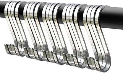  Sfun 15 Pack Size Large 3.5 Inch Flat S Hooks Heavy Duty Solid 304 Stainless Steel S Shaped Hanging Hooks,Metal Kitchen Pot Pan Hangers Rack Hooks