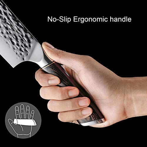  Damascus Nakiri Knife 7", Heavy Duty Kitchen Knife For Meat And Vegetable, High Carbon Stainless Steel & Pakkawood Handle, Magnetic Box, Amazing Gift Option.