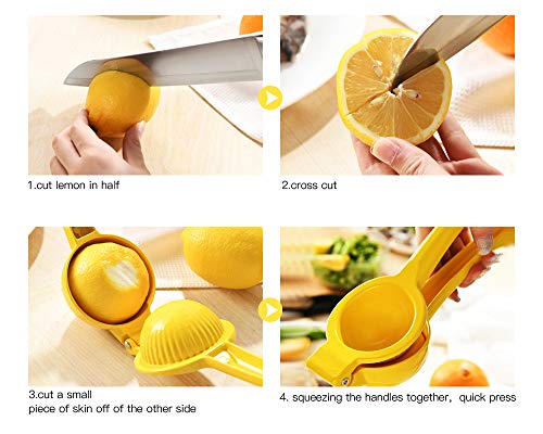  Manual Juicer Citrus Lemon Squeezer,Fruit Juicer Lime Press Metal,Professional Hand Juicer Kitchen Tool(yellow）