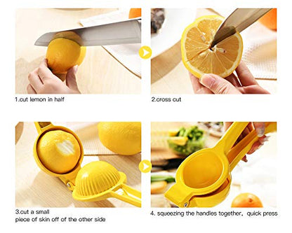  Manual Juicer Citrus Lemon Squeezer,Fruit Juicer Lime Press Metal,Professional Hand Juicer Kitchen Tool(yellow）
