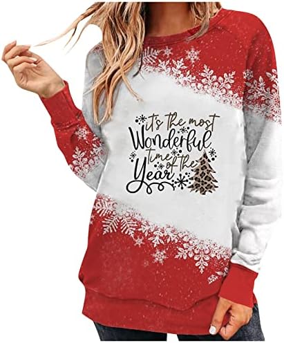  Womens Crewneck Sweatshirt Fall Fashion Sweatshirts Long Sleeve Christmas Print Loose Tops Pullover Top Streetwear