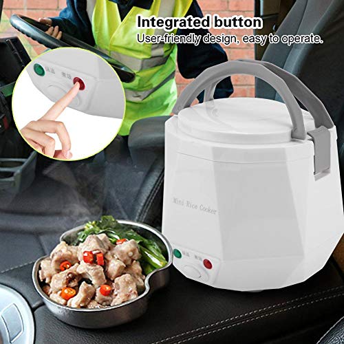  Mini Rice Cookers 24V 1.3 L Electric Rice-cooker Food Steamer For Truck Car Cooking For Soup Porridge Rice Noodles Portable 180W(white)