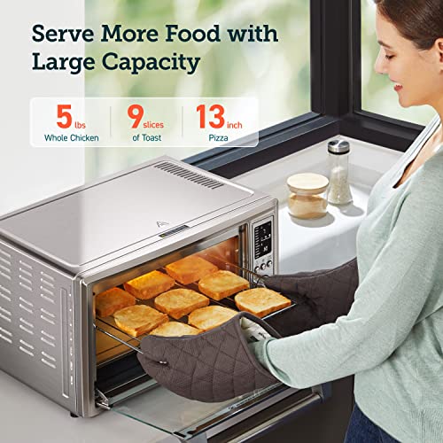  Air Fryer Toaster Oven, 12-in-1 Convection Oven Countertop With Rotisserie, Stainless Steel 32QT/32L, 6-Slice Toast, 13-inch Pizza,100 Recipes, Basket, Tray(6 Accessories)Included, CO130-AO