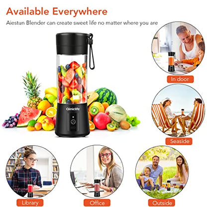  Portable Blender,Travel Blender,Mini Blender,Personal Mixer Fruit Rechargeable With USB,380ml,Fruit Juice For Great Mixing(Black)
