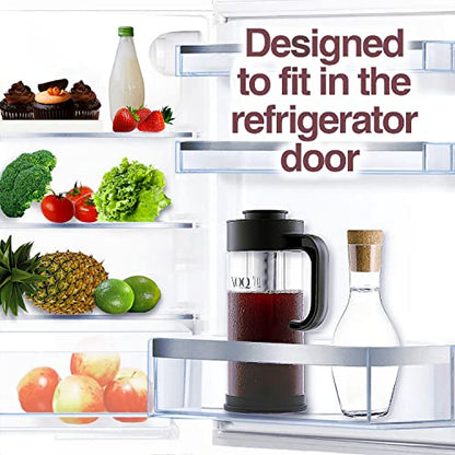  Cold Brew Coffee Maker + Chiller Kit + 50oz/1.5L Glass Cold Brew Maker - Iced Coffee Maker & Ice Tea Maker - Large Iced Coffee Pitcher For Fridge With Removable Stainless Steel Brewer Filter
