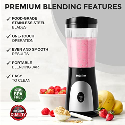  Ultra Bullet Personal Blender For Shakes And Smoothies With 15 Oz Travel Cup And Lid, Juices, Baby Food, Heavy-Duty Portable Blender & Food Processor, Black