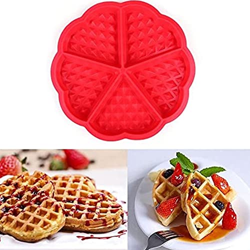  Cavity Waffle Silicone Molds Baking Mould Pan DIY Bakeware Tool Nonstick Reusable Kitchen Baking Tool, DIY Bakeware Tool,Nonstick Waffle Mold, Red