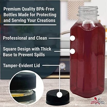  XL Professional Grade Empty 33 Oz Plastic Juice Bottles With Black Caps. 24 Pack For Orange, Apple, Cranberry And Other Fruit Juices, Smoothies Or Beverage Blends. Reusable PET Drink Juicing Container