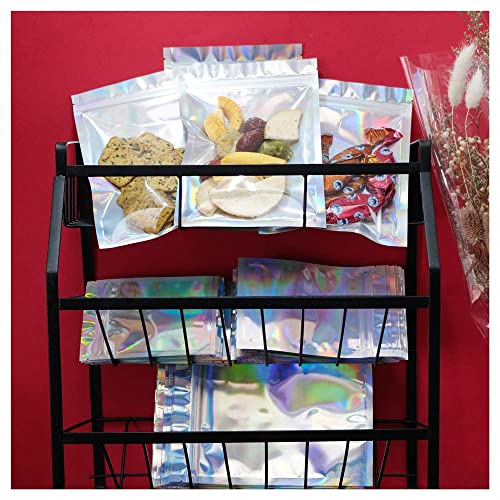  100 Pieces Resealable Smell Proof Bags Foil Pouch Bag Flat Ziplock Bag For Party Favor Food Storage (Holographic Color, 8 X 10 Inch)
