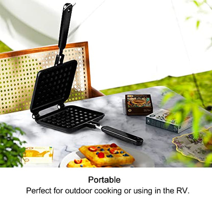  Non-stick Waffle Maker, 5.7 Inches Camping Waffle Pan, Portable Aluminum Waffle Cookware For Stovetop Campfire