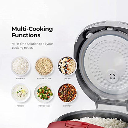  CR-0655F | 6-Cup (Uncooked) Micom Rice Cooker | 12 Menu Options: White Rice, Brown Rice & More, Nonstick Inner Pot, Designed In Korea | Red/White
