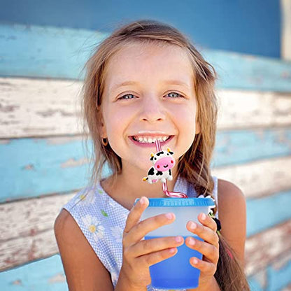  25 Cow Party Favors Drinking Straws Goodie Gifts For Boys Girls Holy Cow Im One Birthday Party Supplies With 2 PCS Cleaning Brushes