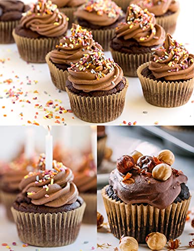  Fbera Jumbo Cupcake Liners Greaseproof Paper 200 Count - Food Grade Odorless Muffin Baking Cups Cupcake Wrappers For Wedding Birthday, Natural