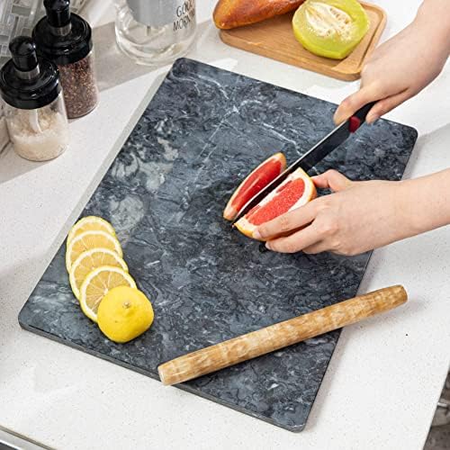  Marble Pastry Board 16x12 Inch Cutting Board Marble Serving Tray For Cheese Perfect For Keep The Dough Cool And Chocolate Tempering Easy To Clean Sleek Design, Gray