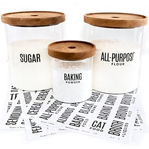  UART + PINT 165 Modern Kitchen Pantry Labels For Containers. Preprinted Clear Minimalist Stickers With Black Text. Waterproof Vinyl Stickers. Organization Labels For Jars Canisters & Storage Bins.