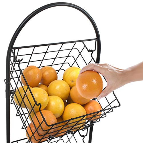  Sorbus 3-Tier Wire Market Basket Storage Stand For Fruit, Vegetables, Toiletries, Household Items, Stylish Tiered Serving Stand Baskets For Kitchen, Bathroom Organization (3 Tier)