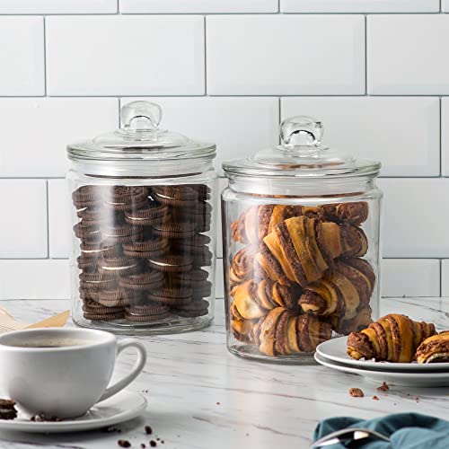  Glass Kitchen Jars, Food & Cookie Storage Containers For Pantry, Bathroom Apothecary Canisters, Dishwasher Safe, With Chalk And Labels, 1/2 Gallon, Set Of 2