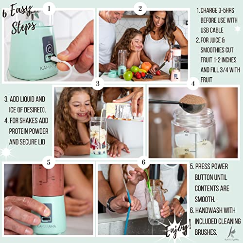  Portable Blender For Shakes And Smoothies – Rechargeable 15.5-Oz Fusion Blender & Portable Juicer Comes With Carry Strap, USB Cable, 2 Reusable Straws, 1 Straw Cleaner & 1 Bottle Cleaner, (Cotton Candy Pink)