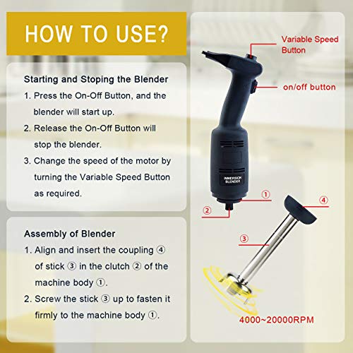  Pro Commercial Electric Big Stix Immersion Blender Hand Held Variable Speed Mixer 220 Watt Power With 6-Inch Removable Shaft, 6-Gallon Capacity(MW220S6)