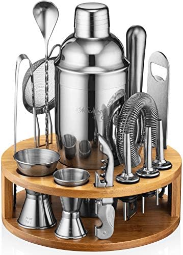  Bartender Kit - 15 Piece Set Including Cocktail Shaker And Bar Accessories, Perfect For Drink Mixing At Home, Plus Exclusive Recipe Cards