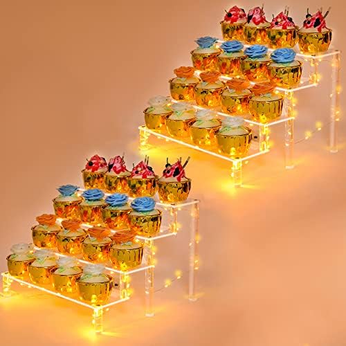  Display Shelf Cake Stand – 4 Tier Shelf Cake Pop Stand – Multifunctional And Durable Acrylic Stand – Mounting Hardware Included – Ideal For Desserts, Cosmetics, Glassware, Figurines