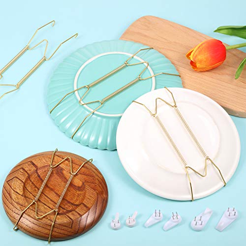  16 Pack Plate Hangers, 6/ 8/ 10/ 12 Inch Wall Plate Hangers With 16 Pieces Wall Hooks Stainless Steel Wire Plate Hanger Holders Compatible With 6 To 12 Inch Decorative Plates