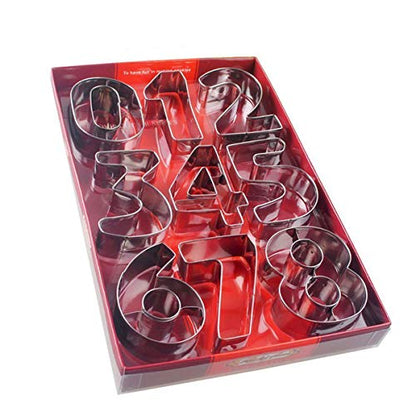  Large Number Cookie Biscuit Cutters Set 3 Inches, 9 Piece Stainless Steel Numbers Cutter Set Tools For Kitchen,Baking
