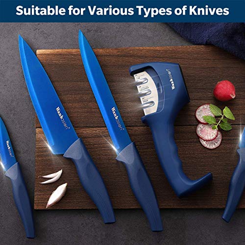  Kitchen Knife Sharpener Professional 3 Stages, Kitchen Knife Sharpener Manual Sharpening, Knife Sharpener For Kitchen Knives With Stainless Steel Ceramic Diamond Blade